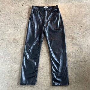 Abercrombie 90s straight vegan leather pants.